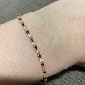 Dainty White and Red rhinestones golden Bracelet